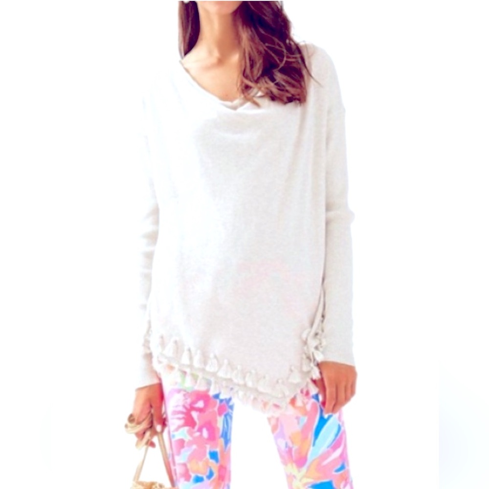 Lilly Pulitzer white cotton tassel sweater - medium